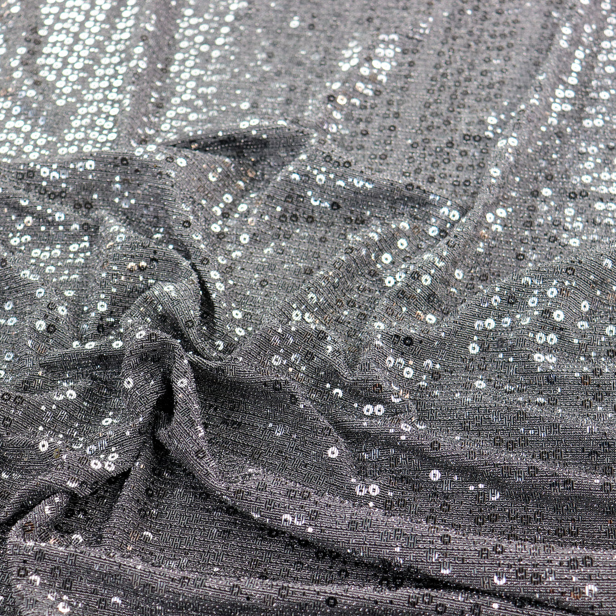 Grey & Silver Sequin Lurex All Way Stretch Fabric