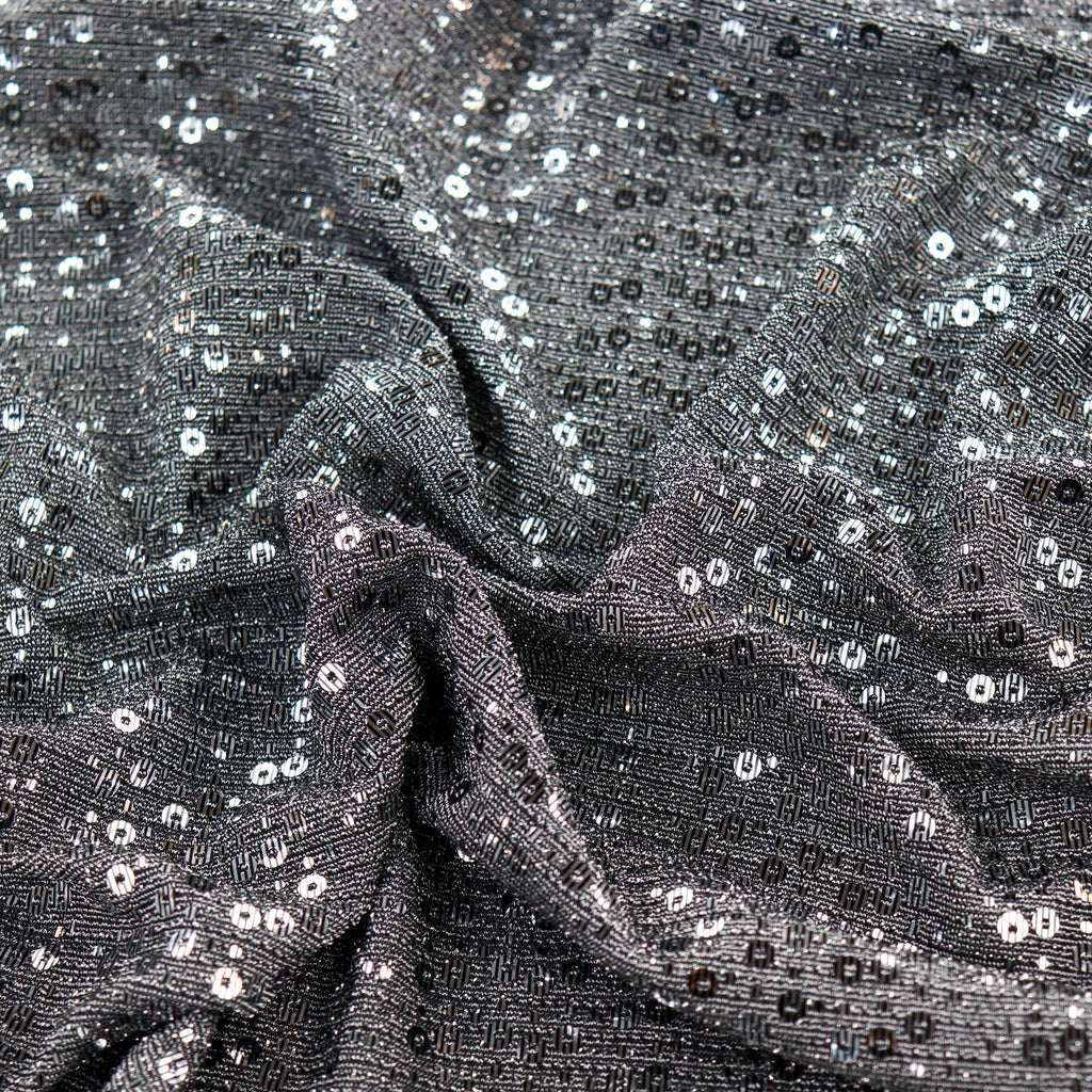 Grey & Silver Sequin Lurex All Way Stretch Fabric