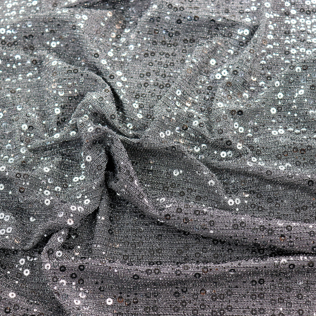 Grey & Silver Sequin Lurex All Way Stretch Fabric