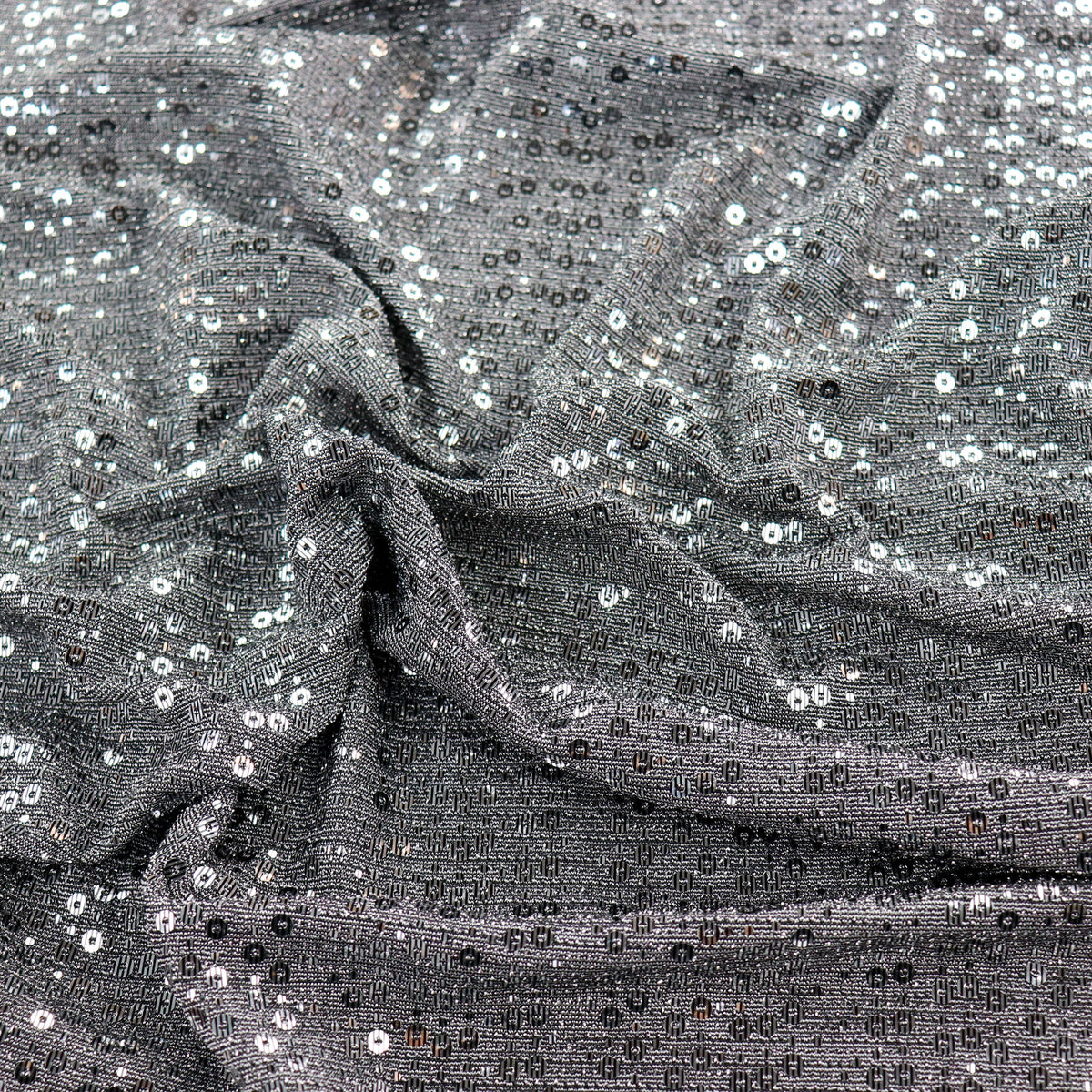Grey & Silver Sequin Lurex All Way Stretch Fabric