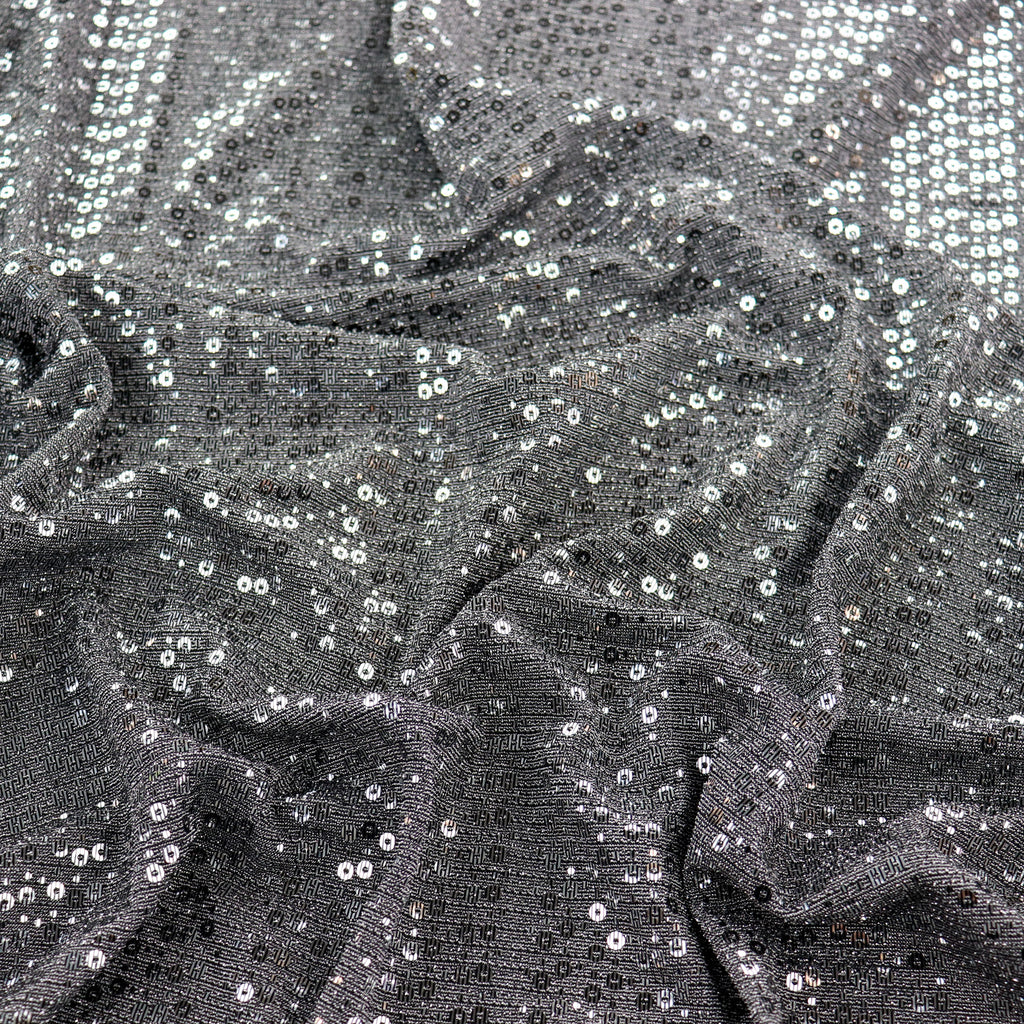 Grey & Silver Sequin Lurex All Way Stretch Fabric