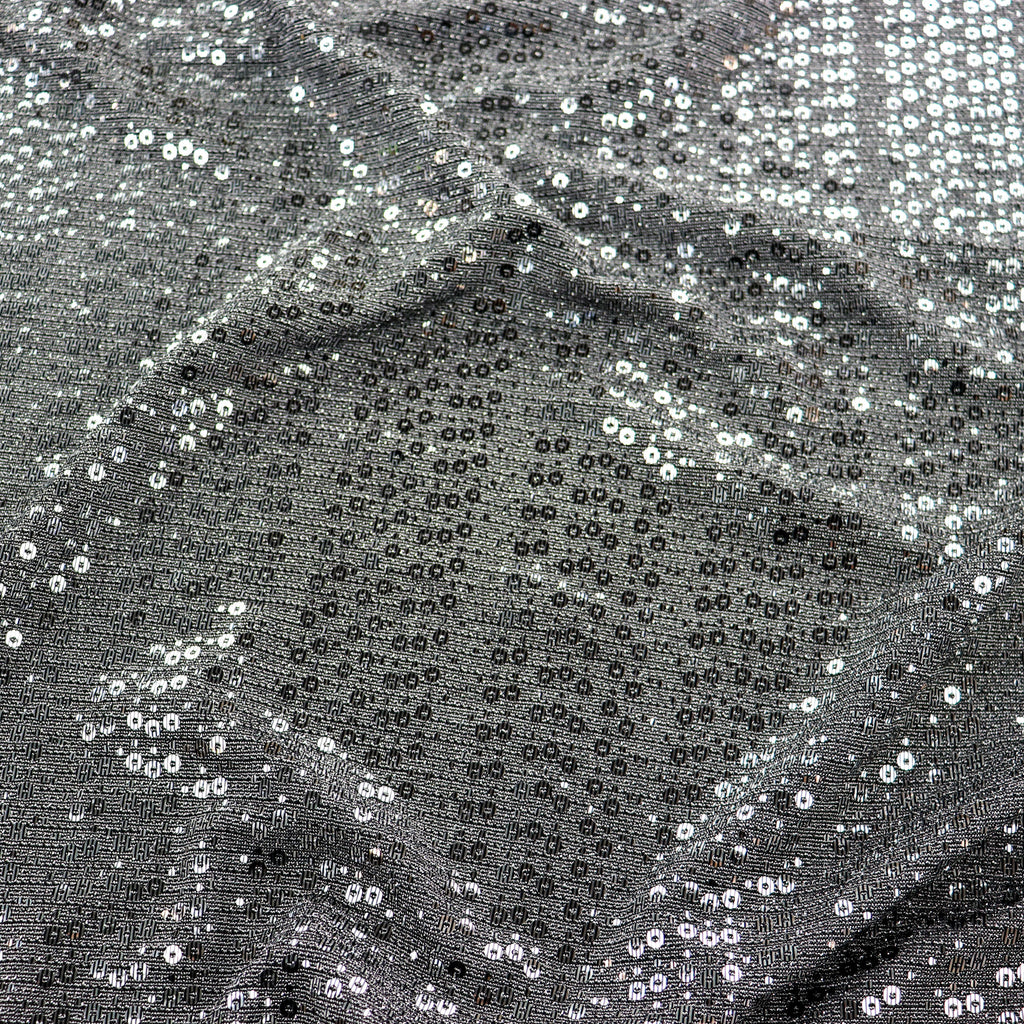 Grey & Silver Sequin Lurex All Way Stretch Fabric