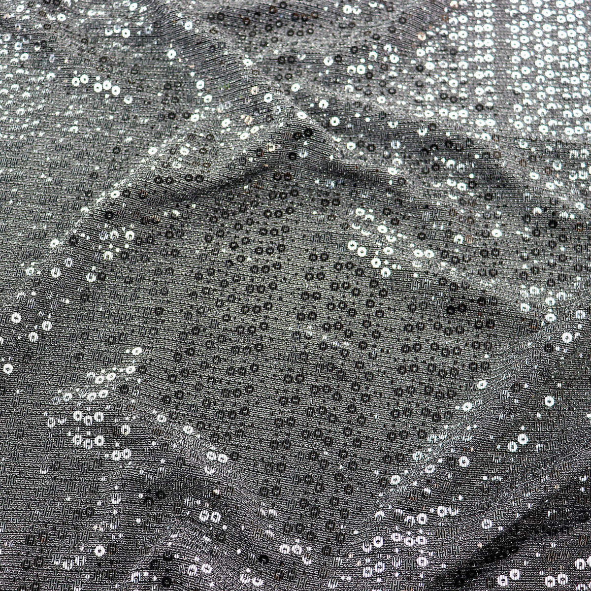 Grey & Silver Sequin Lurex All Way Stretch Fabric