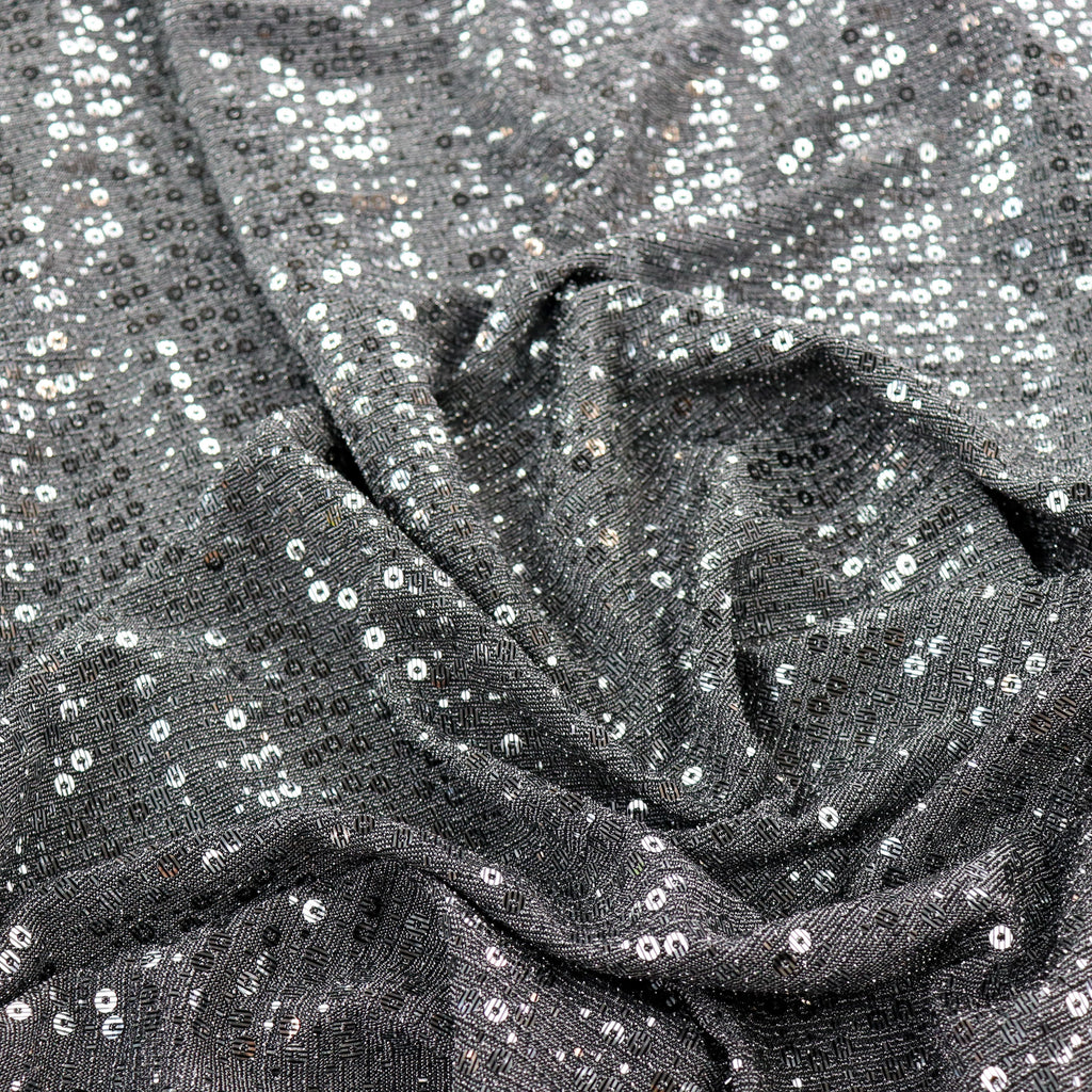 Grey & Silver Sequin Lurex All Way Stretch Fabric