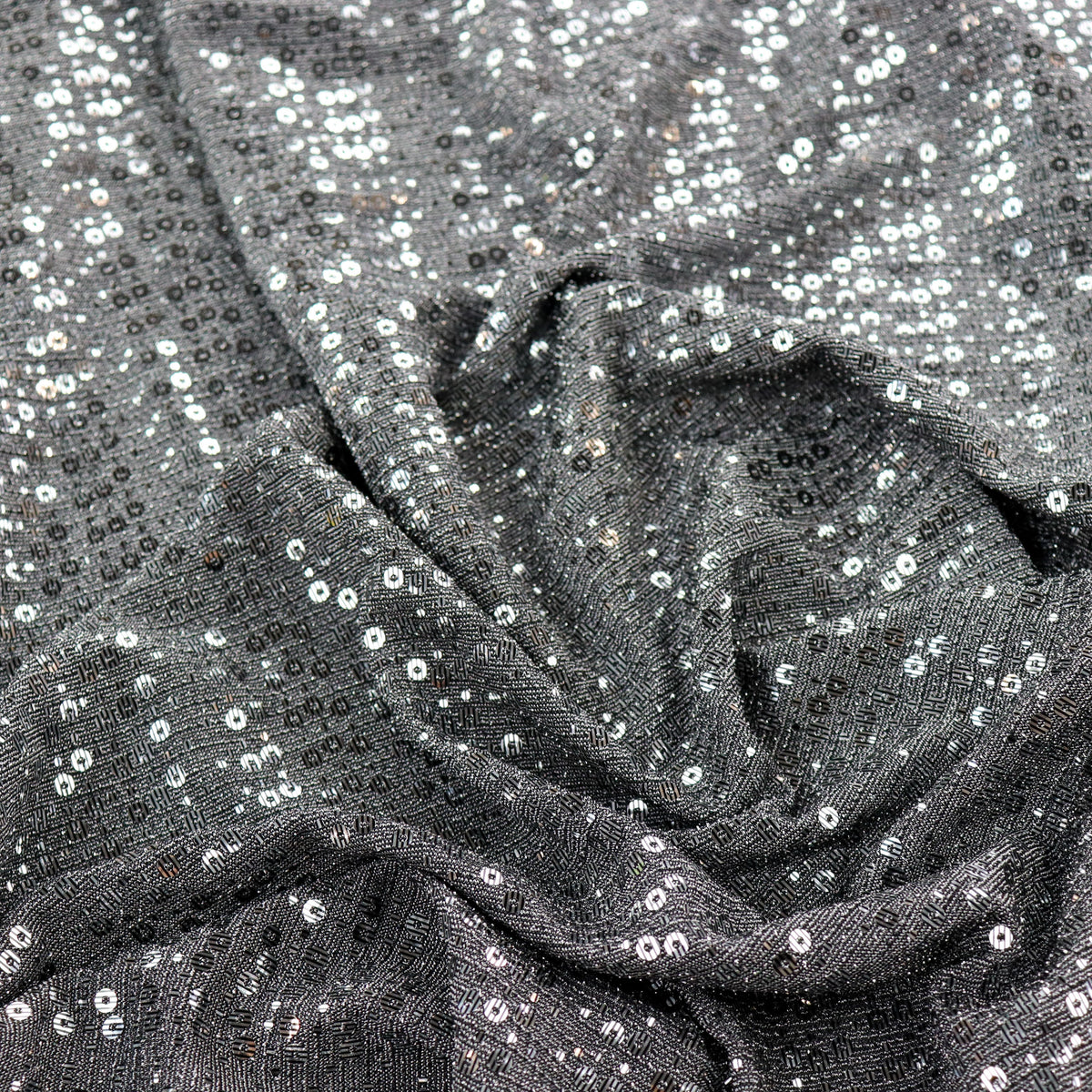 Grey & Silver Sequin Lurex All Way Stretch Fabric