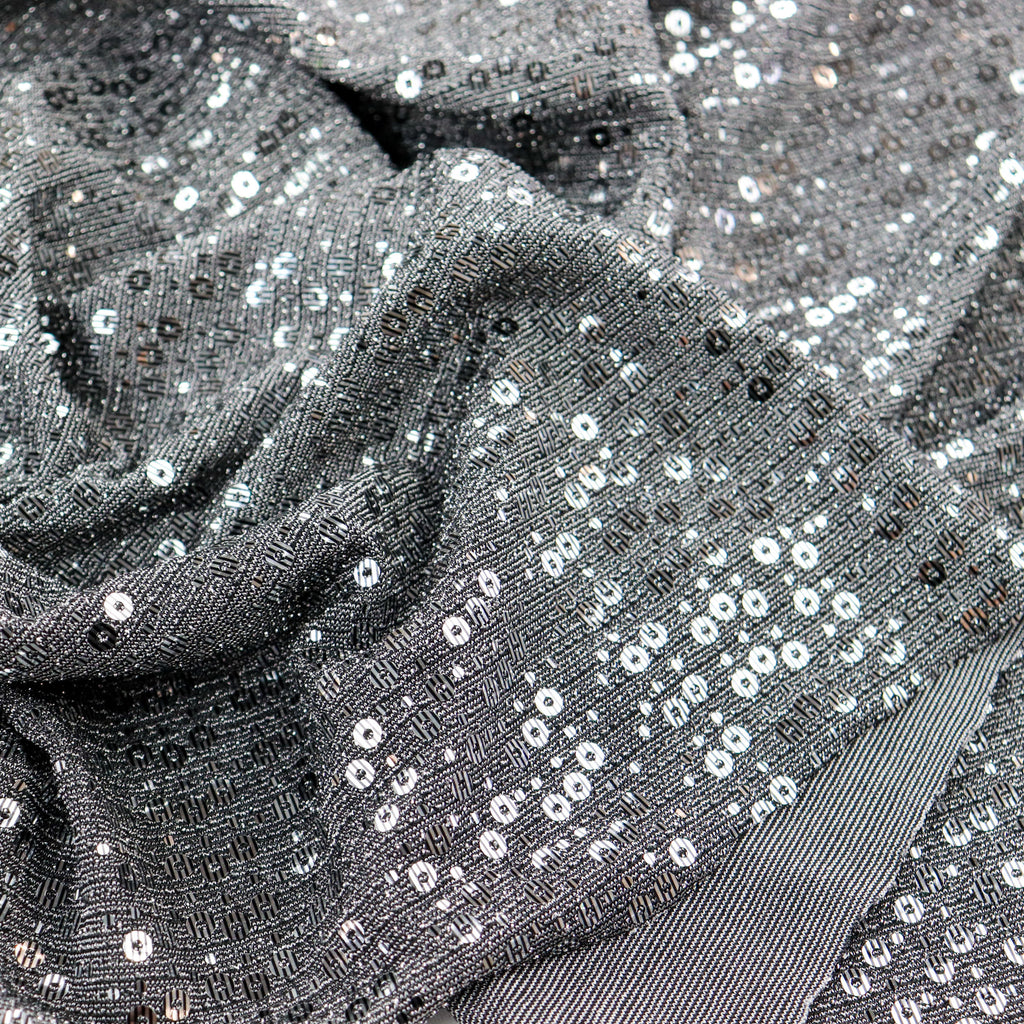 Grey & Silver Sequin Lurex All Way Stretch Fabric