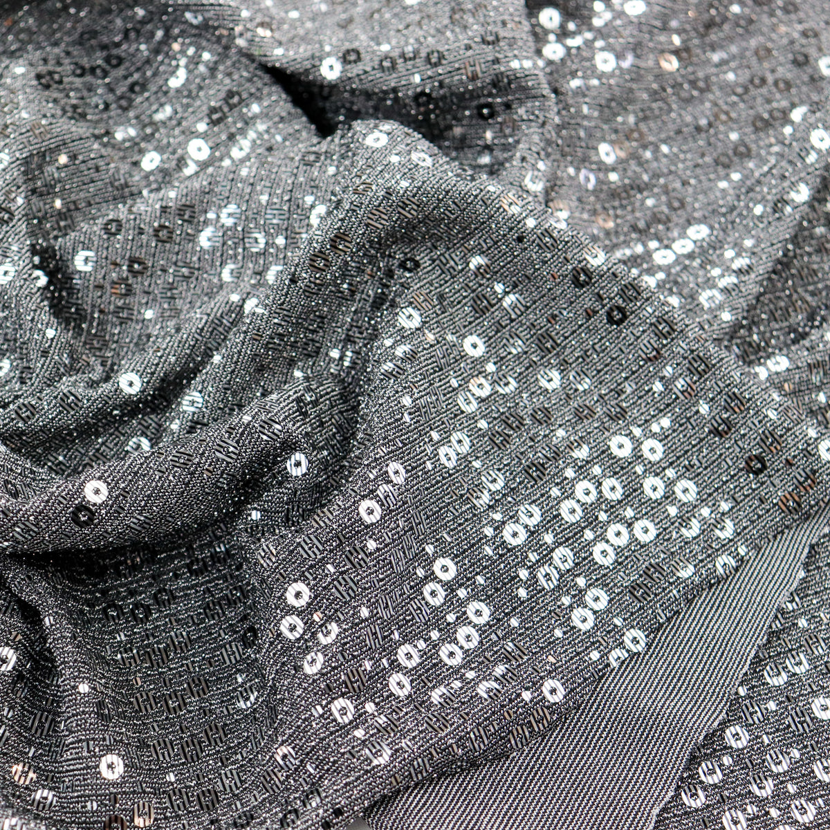 Grey & Silver Sequin Lurex All Way Stretch Fabric