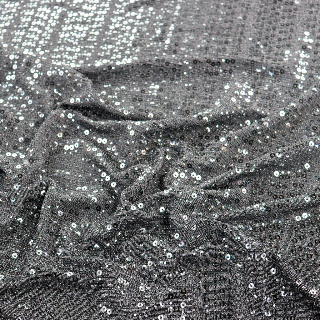 Grey & Silver Sequin Lurex All Way Stretch Fabric