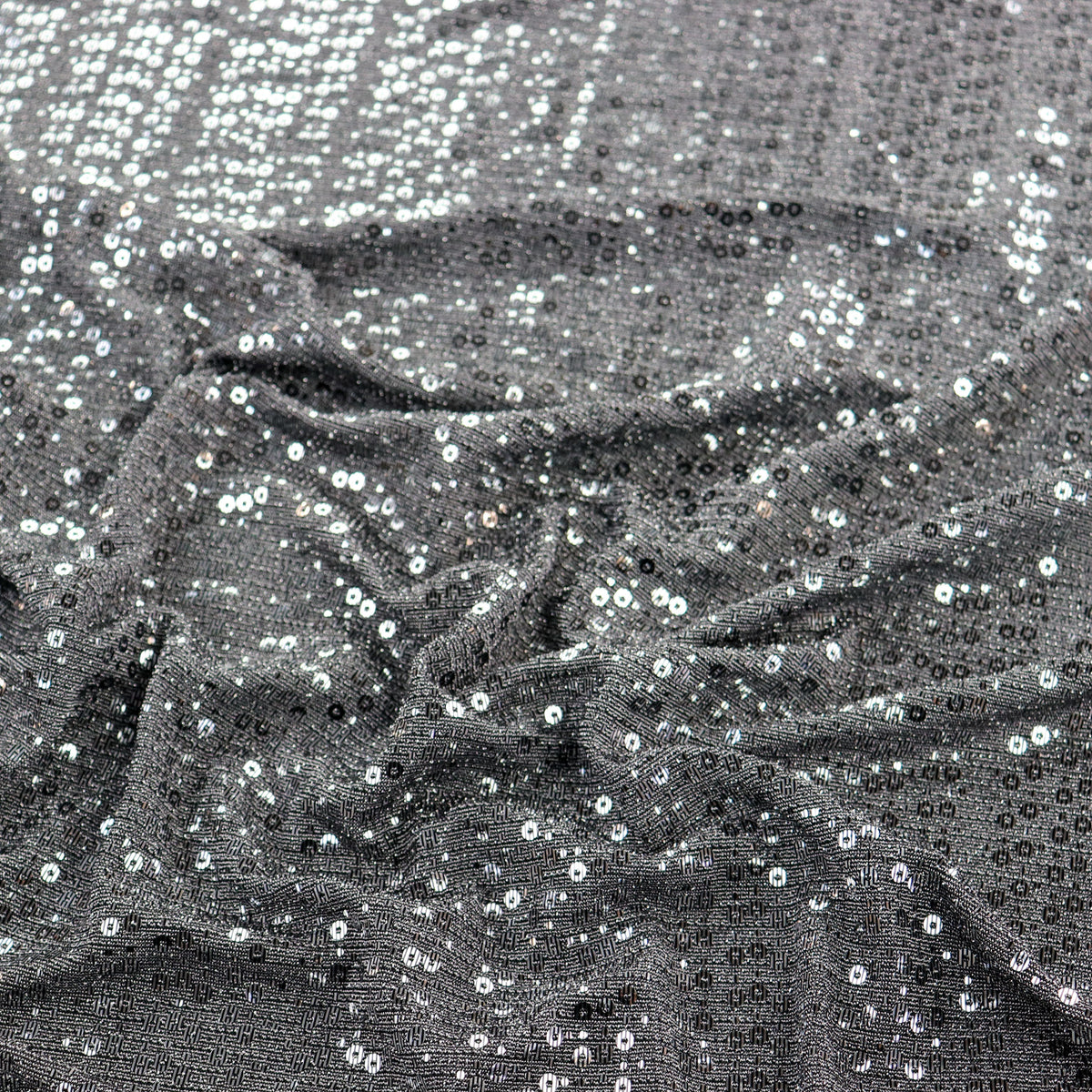 Grey & Silver Sequin Lurex All Way Stretch Fabric