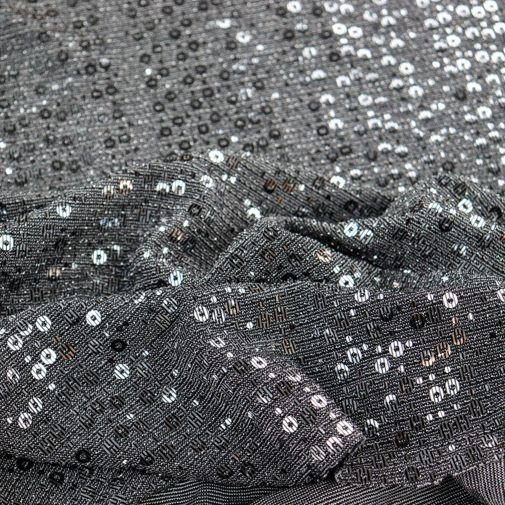 Grey & Silver Sequin Lurex All Way Stretch Fabric