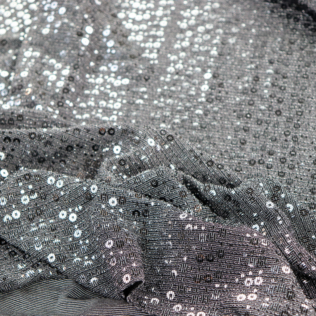 Grey & Silver Sequin Lurex All Way Stretch Fabric