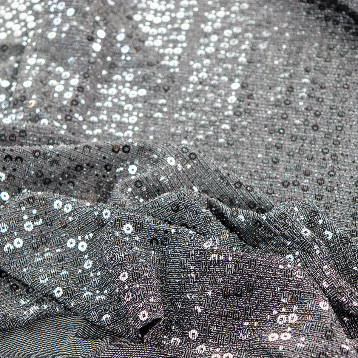 Grey & Silver Sequin Lurex All Way Stretch Fabric
