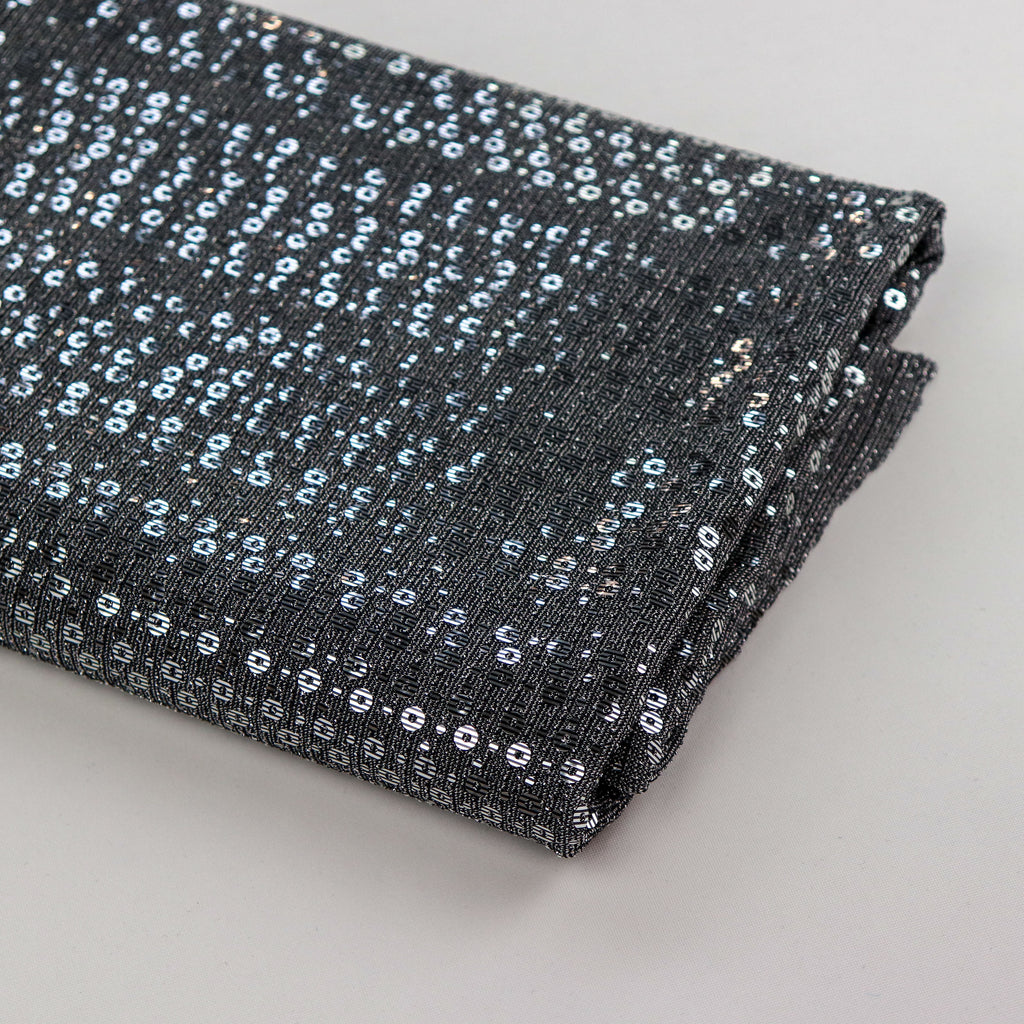 Grey & Silver Sequin Lurex All Way Stretch Fabric