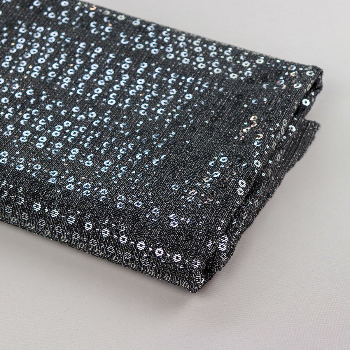 Grey & Silver Sequin Lurex All Way Stretch Fabric
