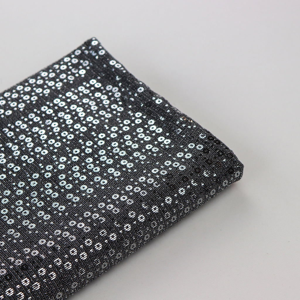 Grey & Silver Sequin Lurex All Way Stretch Fabric