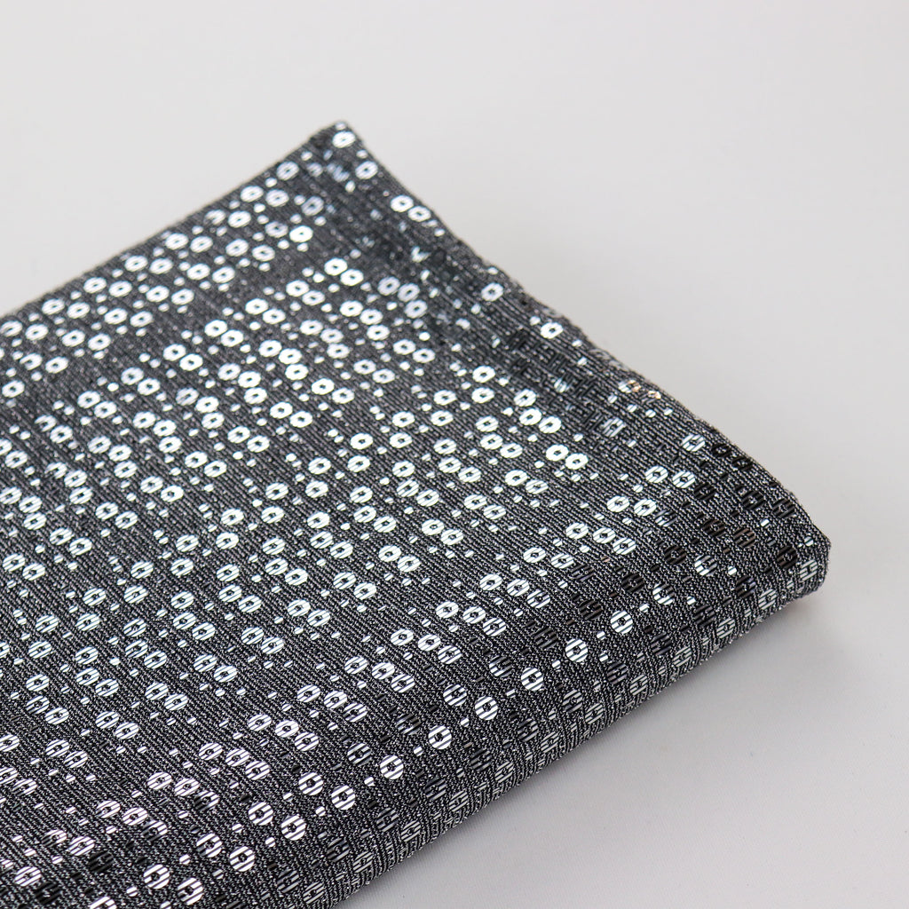 Grey & Silver Sequin Lurex All Way Stretch Fabric