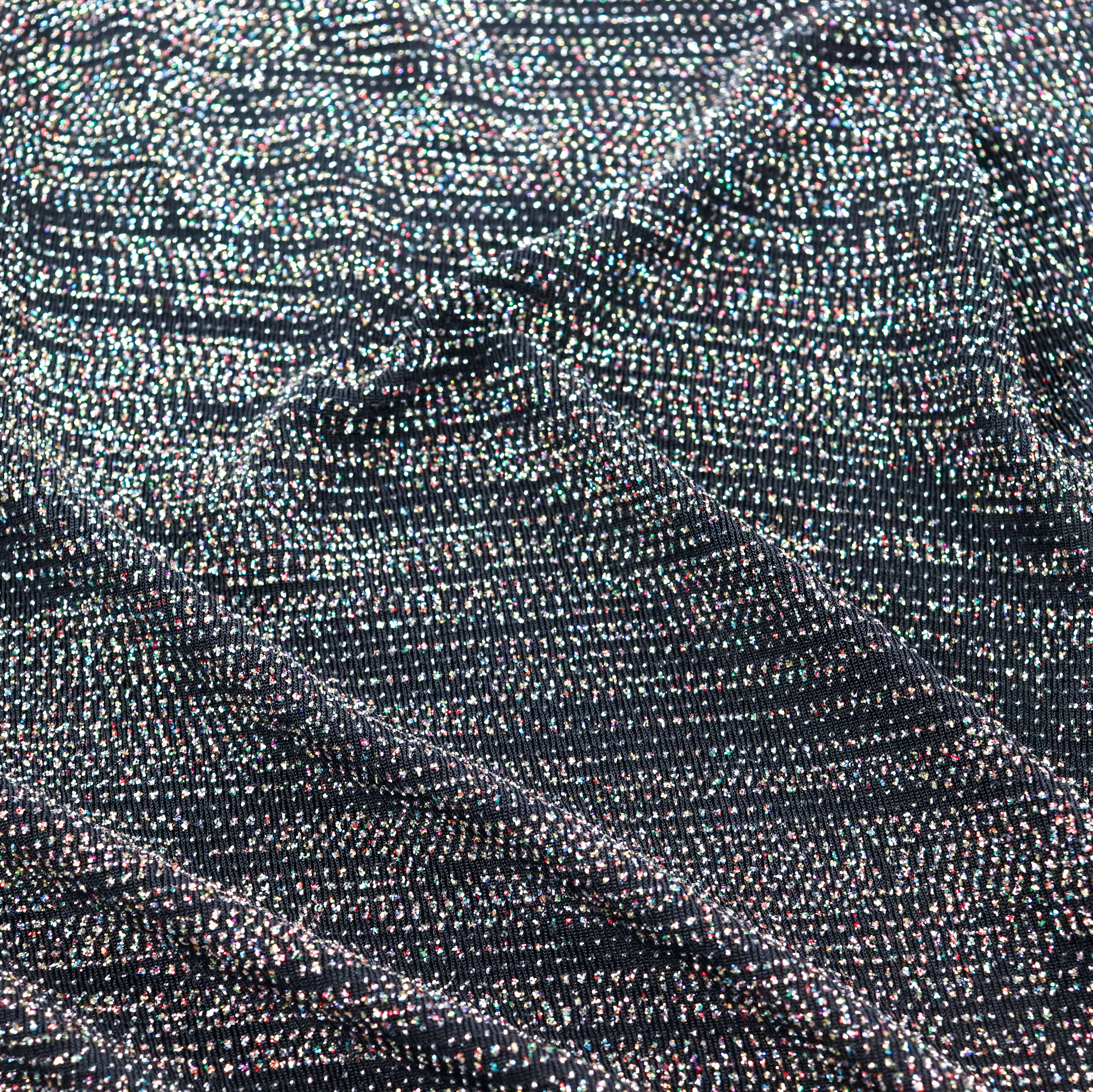Rainbow Glitter Lurex All Way Stretch Fabric