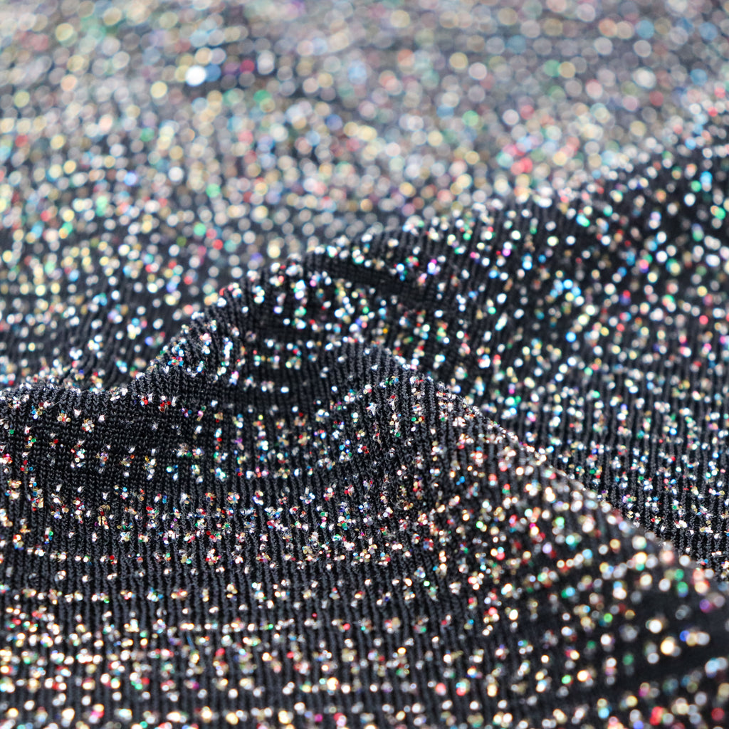 Rainbow Glitter Lurex All Way Stretch Fabric