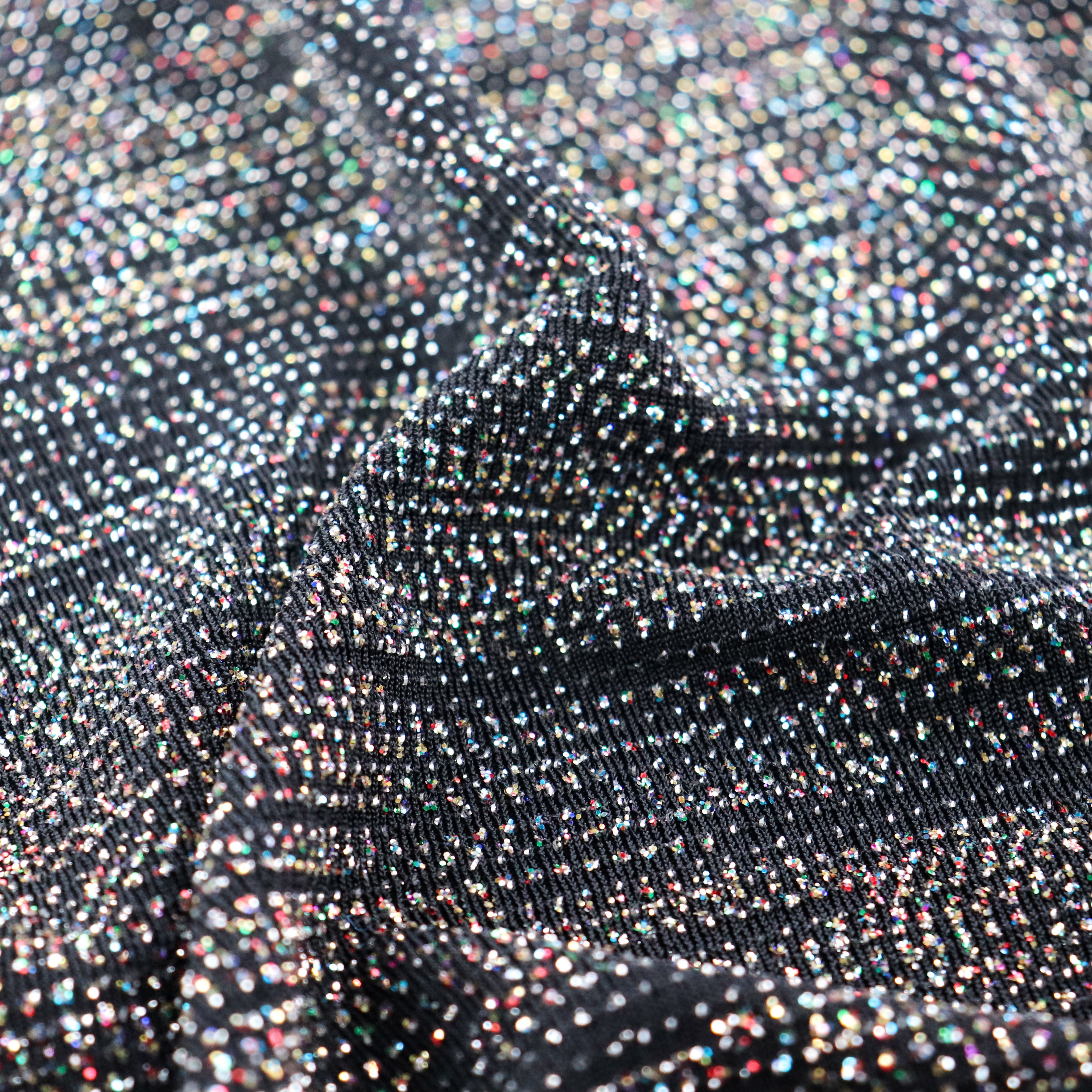 Rainbow Glitter Lurex All Way Stretch Fabric