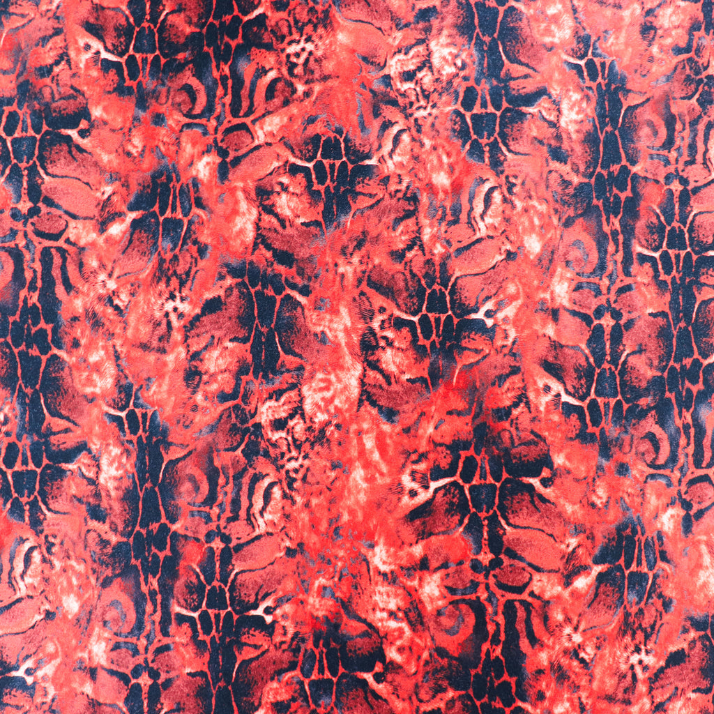 Red & Black Abstract Leopard Animal Print Spandex All Way Stretch Fabric