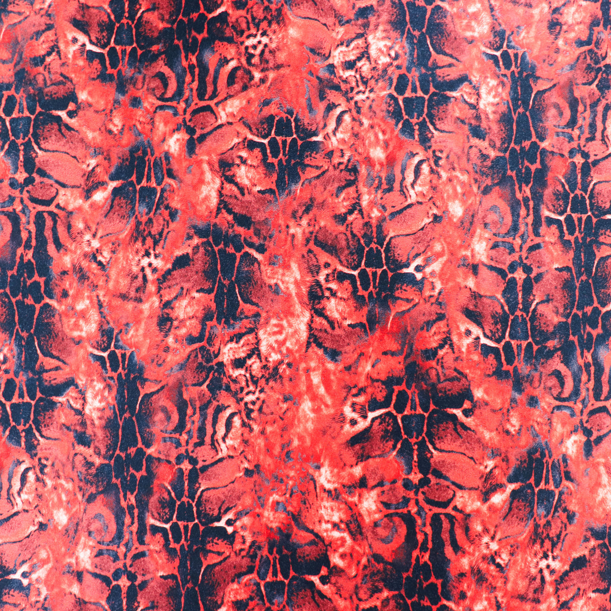 Red & Black Abstract Leopard Animal Print Spandex All Way Stretch Fabric