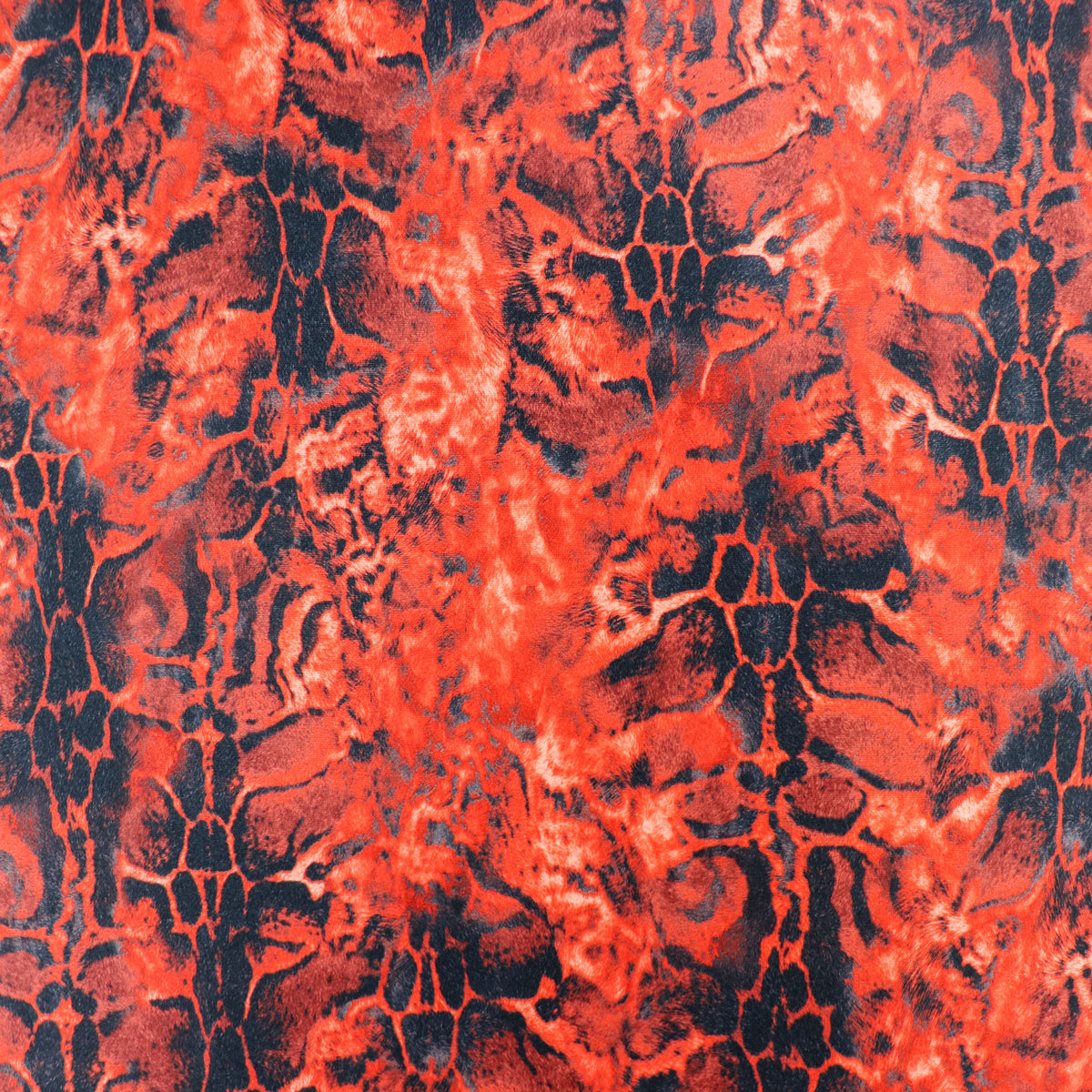 Red & Black Abstract Leopard Animal Print Spandex All Way Stretch Fabric