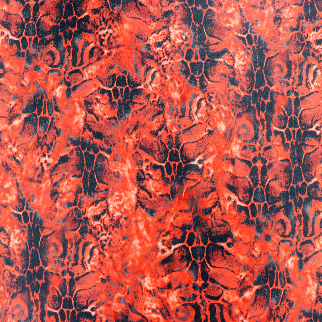 Red & Black Abstract Leopard Animal Print Spandex All Way Stretch Fabric