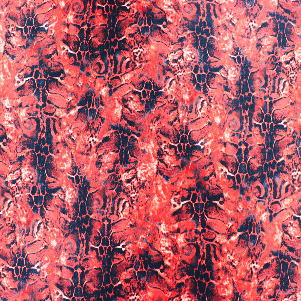 Red & Black Abstract Leopard Animal Print Spandex All Way Stretch Fabric