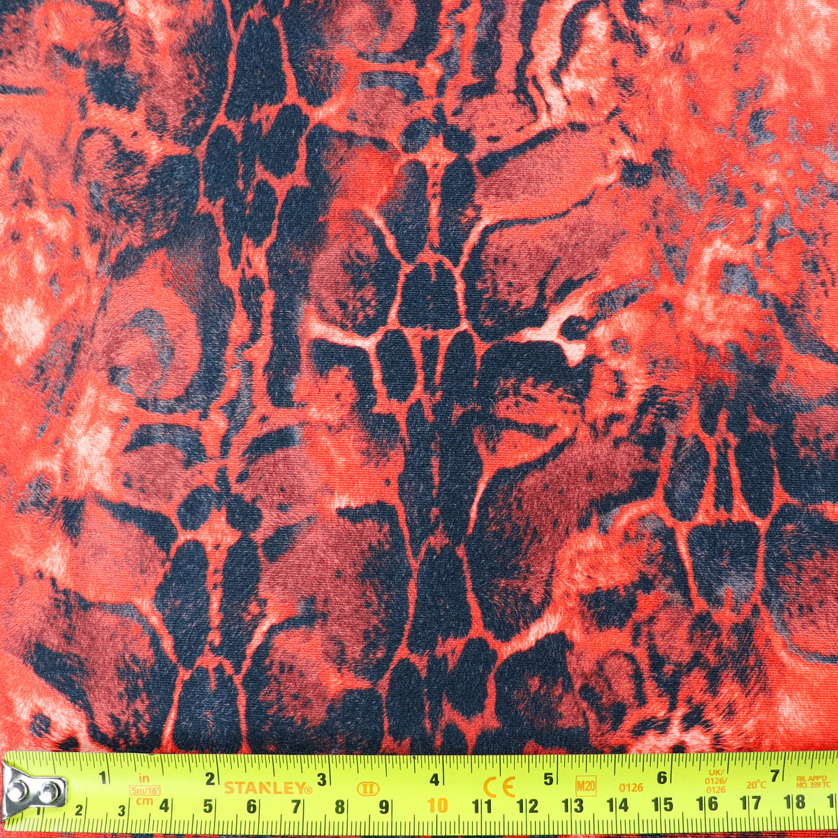 Red & Black Abstract Leopard Animal Print Spandex All Way Stretch Fabric