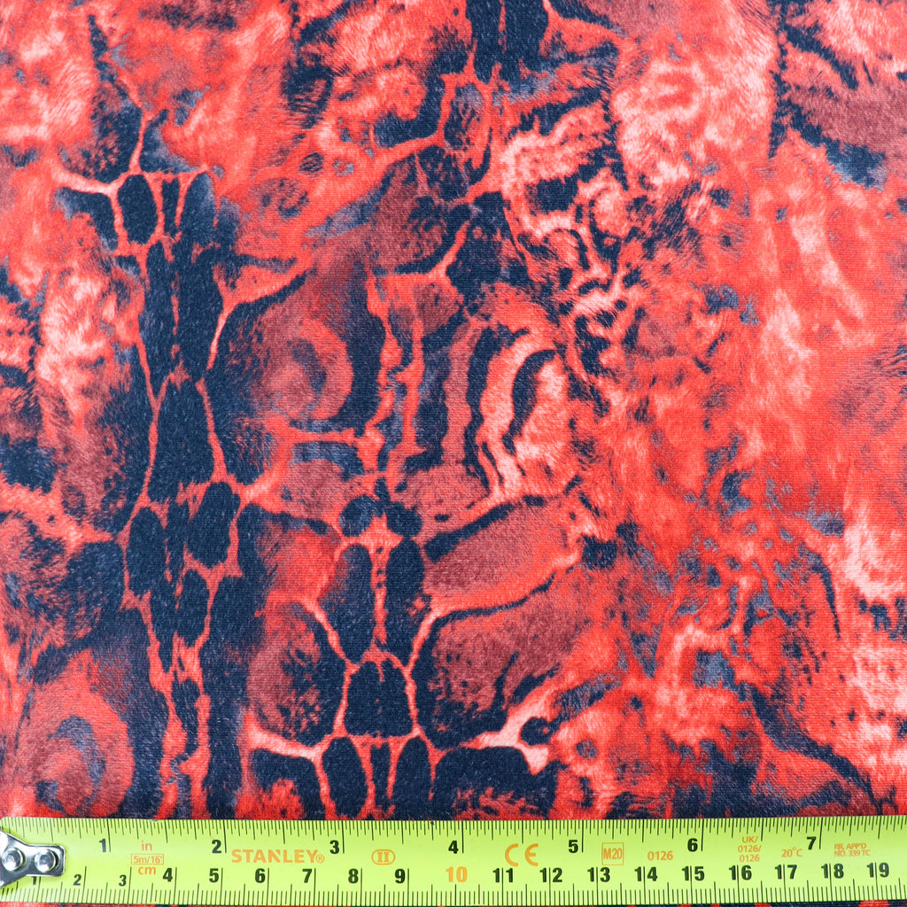 Red & Black Abstract Leopard Animal Print Spandex All Way Stretch Fabric