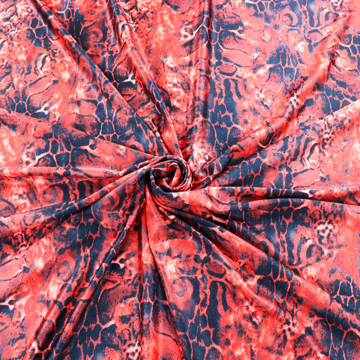 Red & Black Abstract Leopard Animal Print Spandex All Way Stretch Fabric