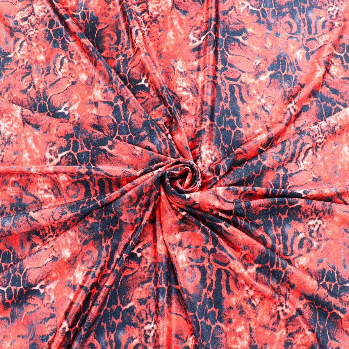 Red & Black Abstract Leopard Animal Print Spandex All Way Stretch Fabric