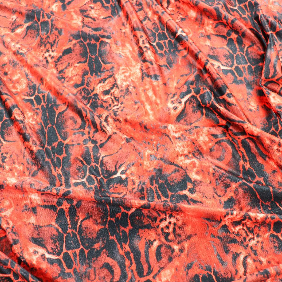 Red & Black Abstract Leopard Animal Print Spandex All Way Stretch Fabric
