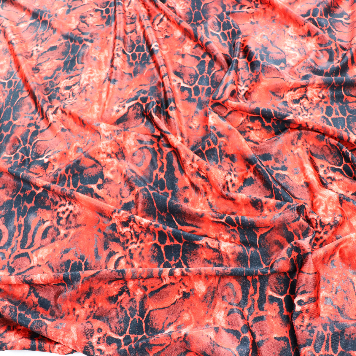 Red & Black Abstract Leopard Animal Print Spandex All Way Stretch Fabric