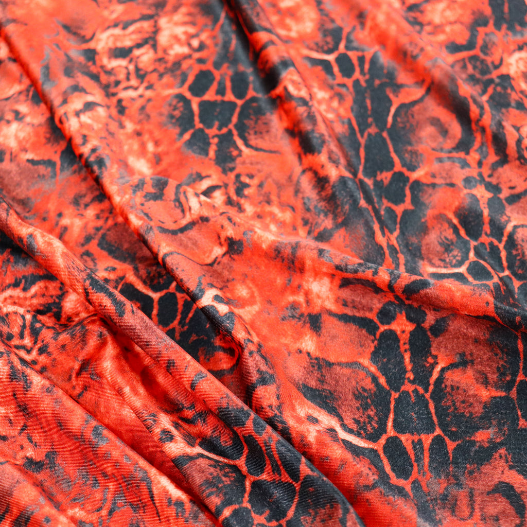 Red & Black Abstract Leopard Animal Print Spandex All Way Stretch Fabric
