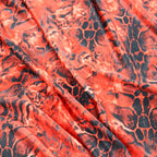 Red & Black Abstract Leopard Animal Print Spandex All Way Stretch Fabric