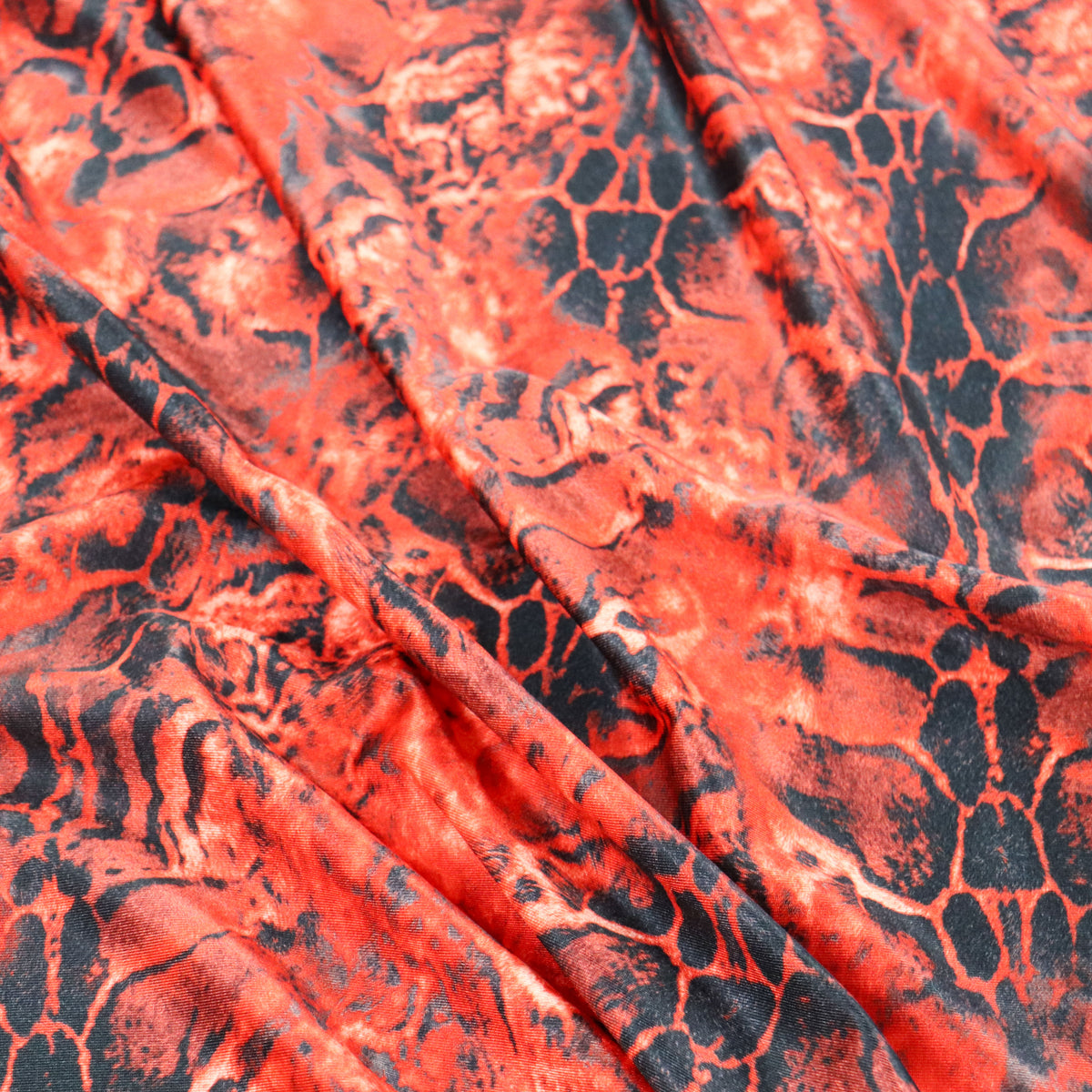 Red & Black Abstract Leopard Animal Print Spandex All Way Stretch Fabric