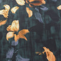 Dark Green & Orange Abstract Floral ITY Stretch Jersey Fabric