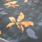 Dark Green & Orange Abstract Floral ITY Stretch Jersey Fabric