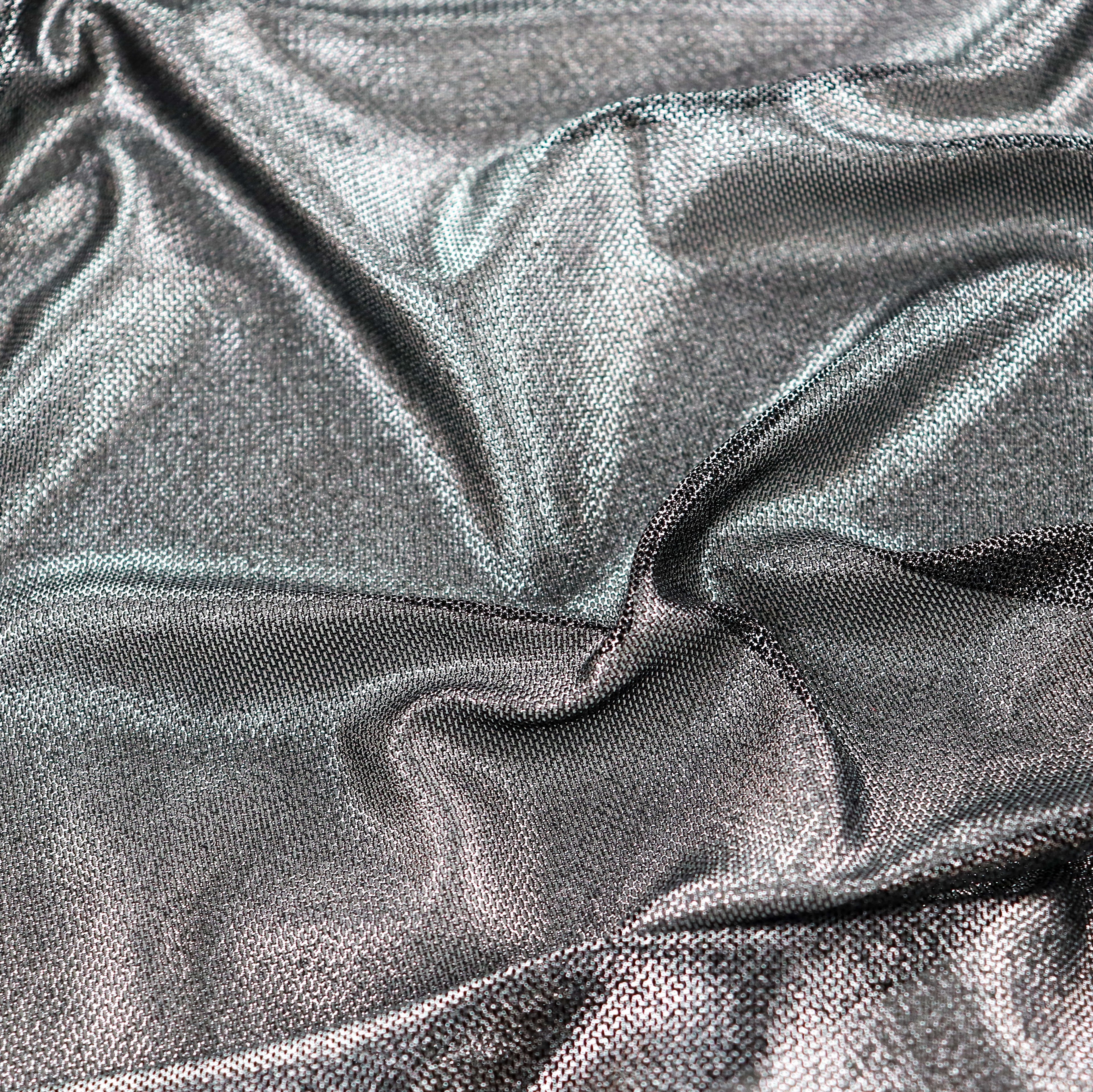 Silver Foil Power Mesh Fabric