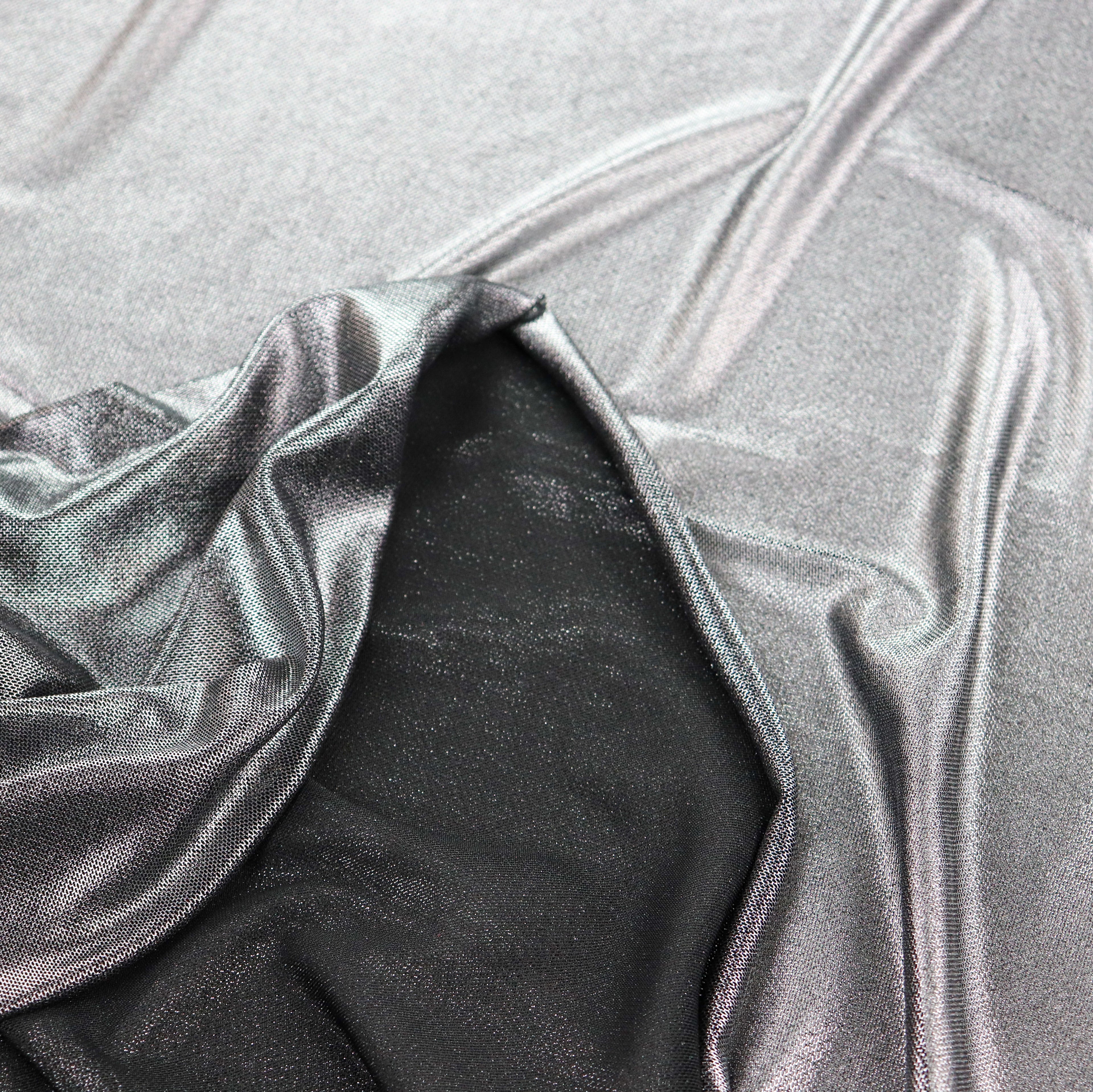 Silver Foil Power Mesh Fabric