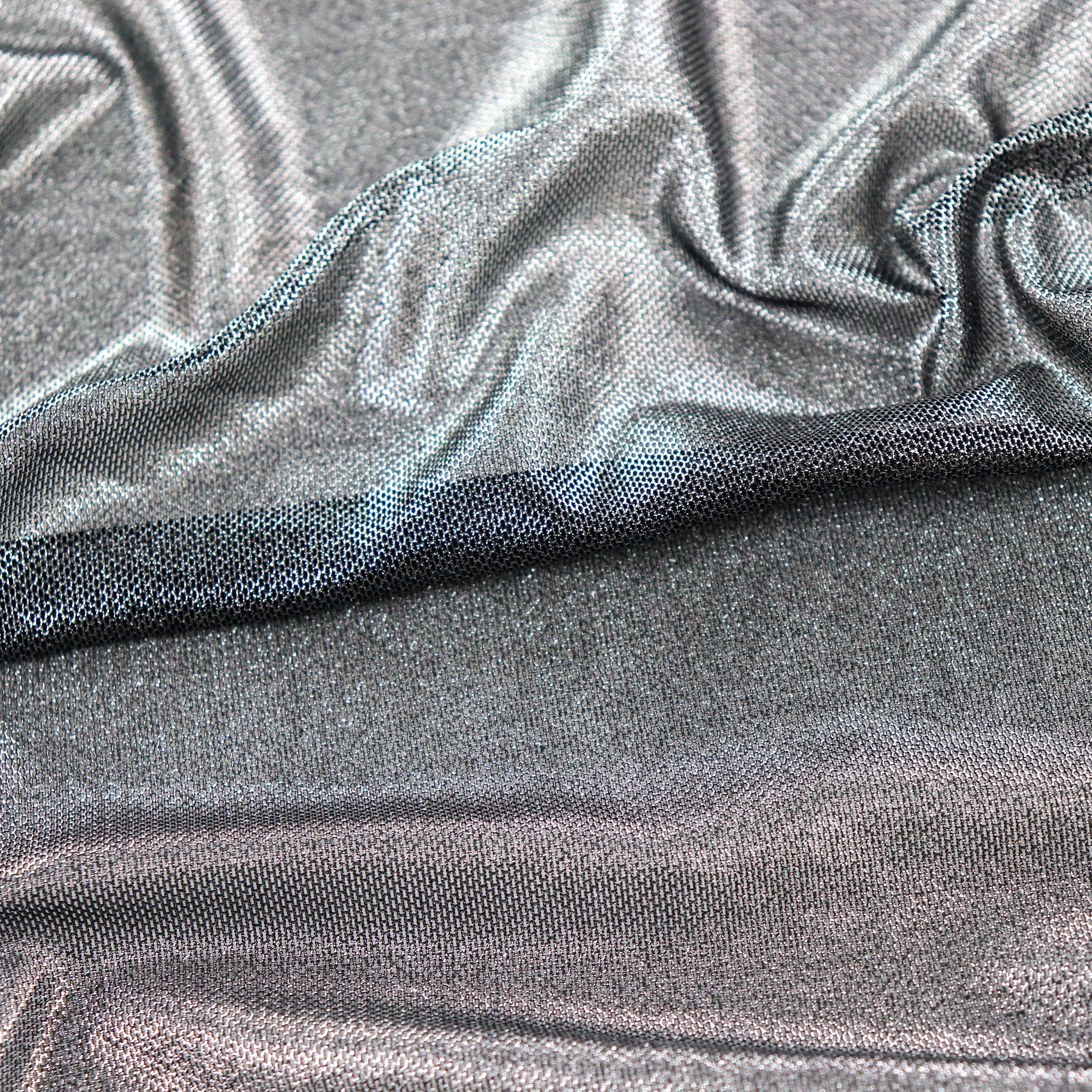 Silver Foil Power Mesh Fabric