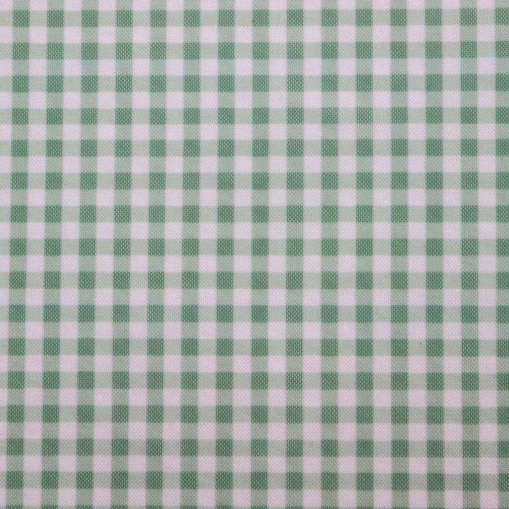 Green & White Gingham Check Power Mesh Stretch Fabric