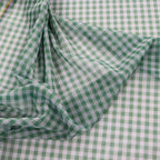 Green & White Gingham Check Power Mesh Stretch Fabric