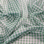 Green & White Gingham Check Power Mesh Stretch Fabric