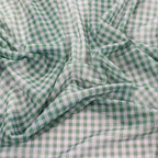 Green & White Gingham Check Power Mesh Stretch Fabric