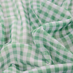 Green & White Gingham Check Power Mesh Stretch Fabric