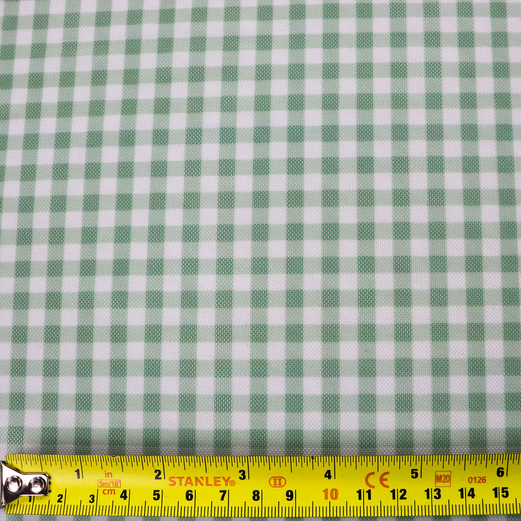 Green & White Gingham Check Power Mesh Stretch Fabric