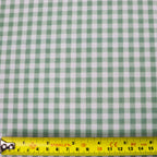 Green & White Gingham Check Power Mesh Stretch Fabric