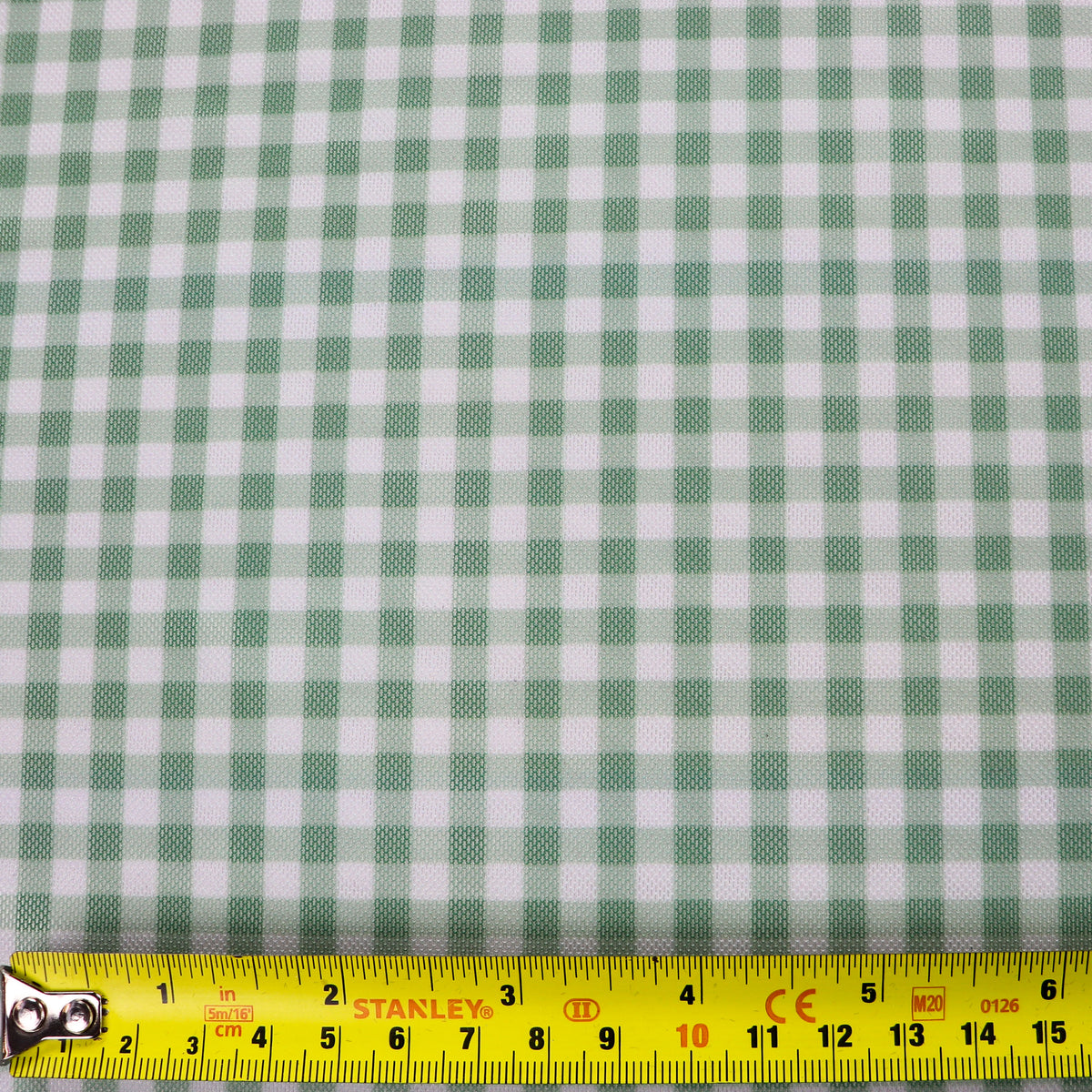 Green & White Gingham Check Power Mesh Stretch Fabric
